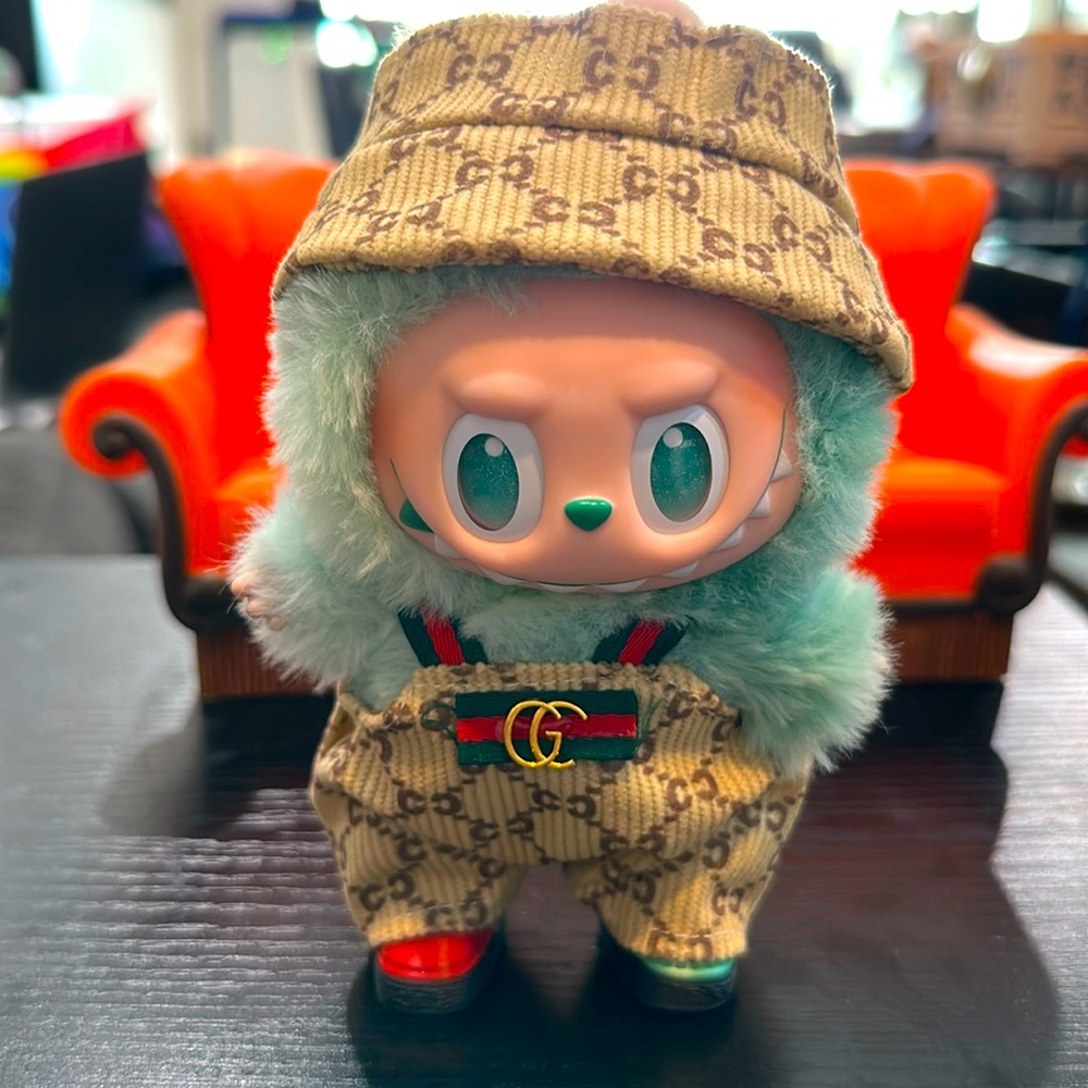 Labubu Outfit lux style overalls, hat & shoes (Labubu doll not included)